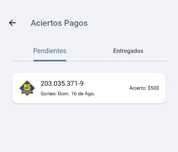 Aciertos pagos - Pendientes