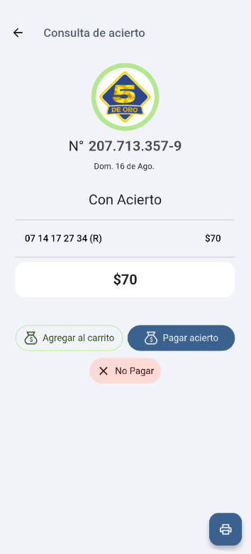 Botón Agregar al carrito en Consulta de acierto